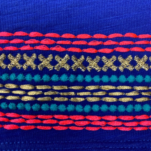 Boden Blue Multicolored Embroidery Dress Vneck Size 2 - Picture 4 of 10